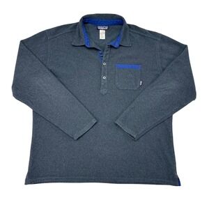 Patagonia Long Sleeve Murrelet Fleece Polo Shirt XL Gray Blue Hiking Outdoor